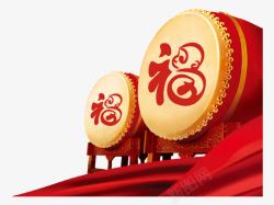 中国风大红色锣鼓素材