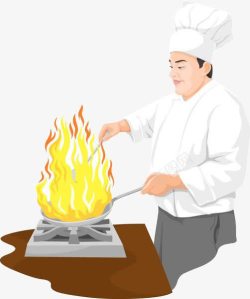 大火烹饪的厨师素材