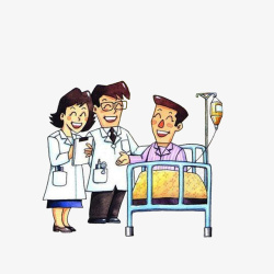 医患卡通病房内医生和患者友好的氛围高清图片