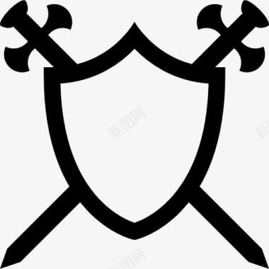 盾双剑交叉图标图标