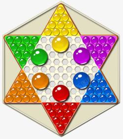 彩色玻璃圆球弹珠跳棋六角星棋盘素材