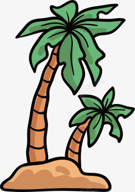 椰树背景清凉夏日手绘椰树矢量图图标图标