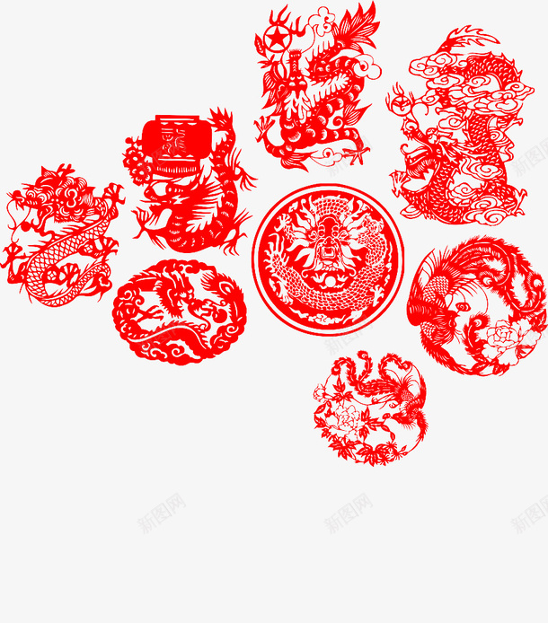 龙年新春剪纸png免抠素材_88icon https://88icon.com 剪纸 新年 窗花 龙年