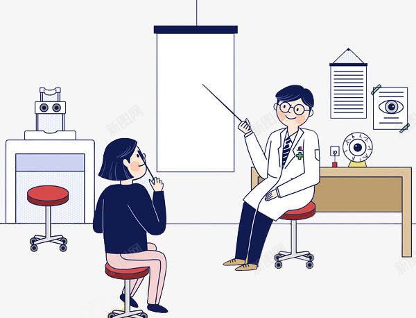 测量视力png免抠素材_88icon https://88icon.com 医生患者 卡通人物 手绘平面 检测仪器 测量视力 眼科医生
