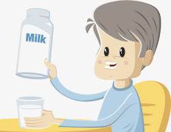 牛奶果汁插图喝牛奶的人高清图片