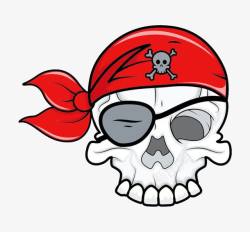 带红色头巾的骷髅海盗素材