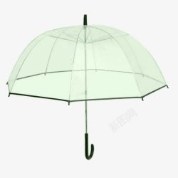 浅绿色透明雨长柄伞素材
