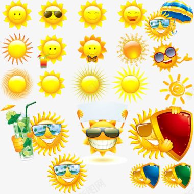 太阳光背景卡通太阳图标图标