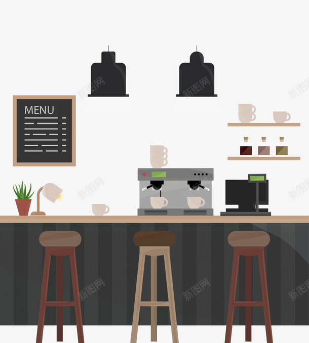 咖啡店黑色的吧台png免抠素材_88icon https://88icon.com 下午茶 吧台 咖啡店 喝咖啡 矢量png 黑色吧台