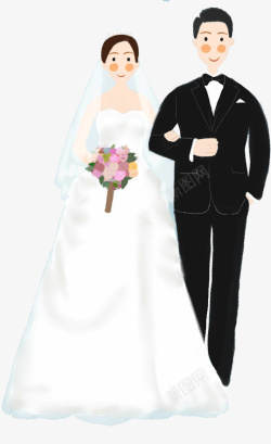 彩色结婚婚姻卡通插画素材