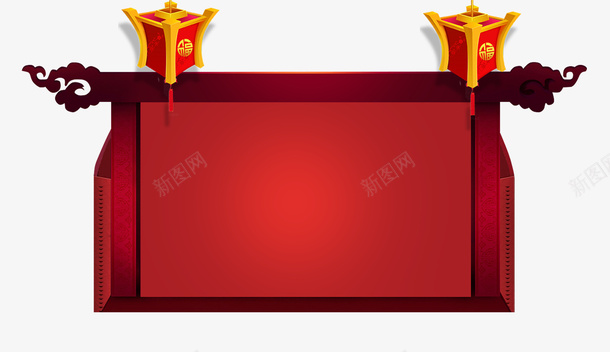 卡通红色告示灯笼模板png免抠素材_88icon https://88icon.com 中国风告示 信息栏 卡通告示 新年装饰 新春装饰 消息栏 红色告示 过年装饰栏 通告 通告图 通知