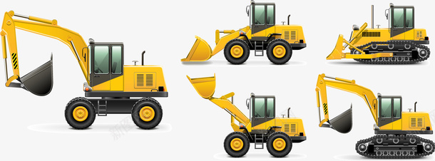 挖掘车矢量图ai免抠素材_88icon https://88icon.com 卡通车 工程车 挖掘车 机动车 矢量车 起重车 铲车 矢量图
