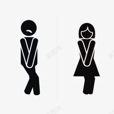 纯黑形象男女厕所标识图标图标