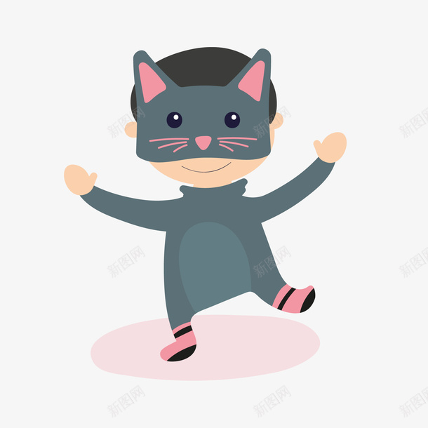 卡通猫咪装扮的人物矢量图ai免抠素材_88icon https://88icon.com 人物设计 动物 卡通 猫咪 表演 装扮 角色扮演 矢量图