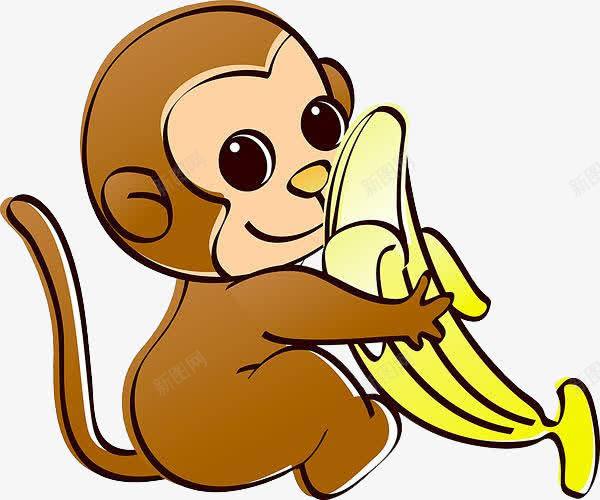 猴子吃香蕉png免抠素材_88icon https://88icon.com 一只 卡通 手绘 棕色 水果 猴子 香蕉 黄色