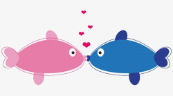 鱼的简化图两只快乐的亲嘴鱼高清图片