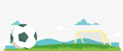 绿色草地上卡通绿色草地上的足球高清图片
