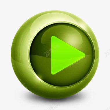 绿色圆形立体影音播放器图标图标