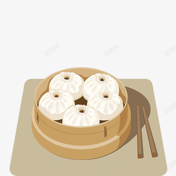 手绘包子png免抠素材_88icon https://88icon.com 包子矢量图 吃食 矢量手绘 竹笼屉 筷子 面食 食物 馒头