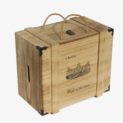 进口高档葡萄酒红酒木盒高清图片
