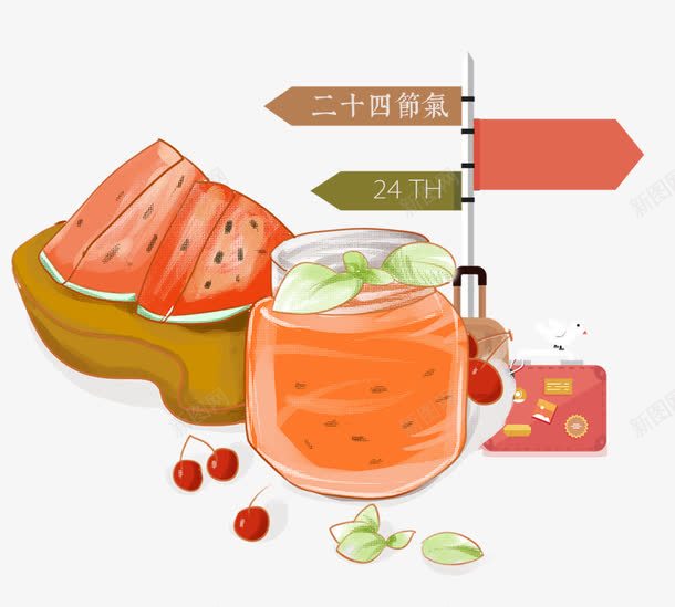 二十四节气png免抠素材_88icon https://88icon.com 一年四季 中国节气 二十四节气 夏天 夏季 大暑 炎热 西瓜