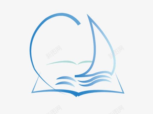 蓝色书籍封面扬帆起航书籍LOGO图标图标