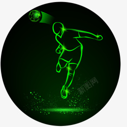 一个运动员霓虹灯一个用头顶着球的运动员矢量图高清图片