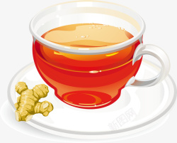 红糖姜茶生姜红茶卡通高清图片