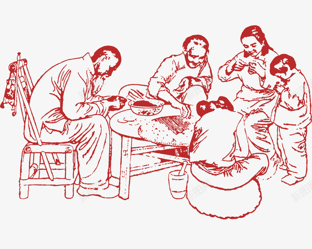 中国风做饭的一家人png免抠素材_88icon https://88icon.com 一家人 中国风 做饭的 免抠剪纸 工作的人们 红色剪纸