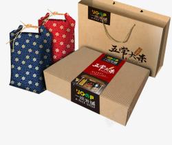 大米包装袋设计蓝色红色花布包装袋装大米礼盒礼高清图片