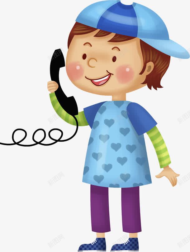 打电话的孩子png免抠素材_88icon https://88icon.com 卡通 孩子 帽子 手绘 打电话 打电话儿童 电话线 蓝色