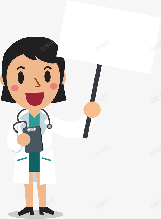 卡通女医生举牌姿势矢量图ai免抠素材_88icon https://88icon.com 动作 医生 医生卡通人物 卡通医护人物 女人 女医生举牌 姿势 护士 护士人物 矢量图