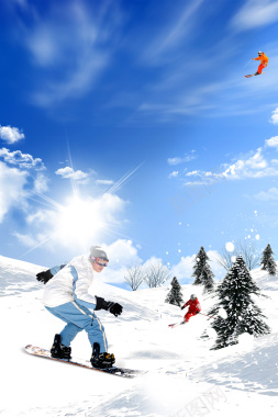 冬季滑雪广告海报背景