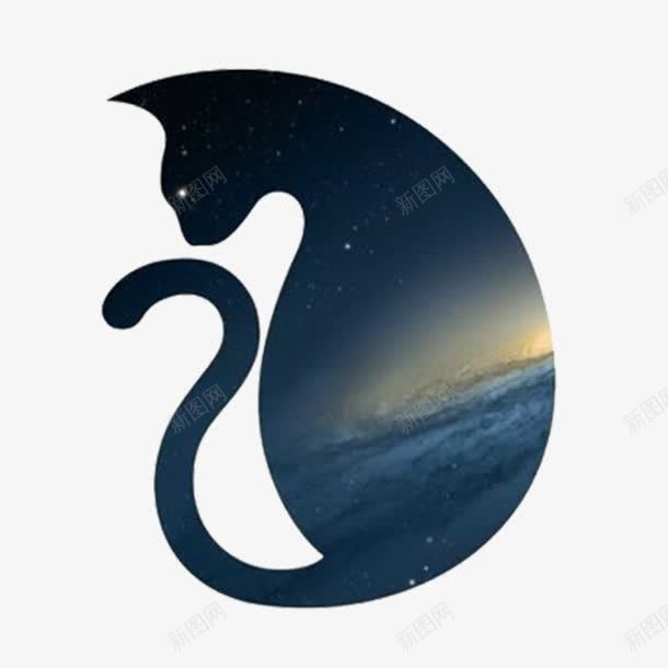 猫体里的外太空psd免抠素材_88icon https://88icon.com 外星人 夜猫 星球