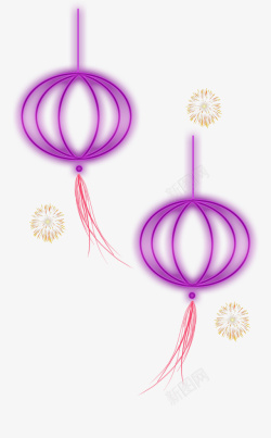 紫色灯笼灯笼手绘风节日高清图片