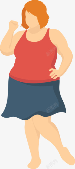 红衣卡通微胖女孩素材