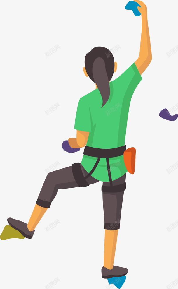 绿色卡通攀岩女孩png免抠素材_88icon https://88icon.com 健康 强身健体 攀岩 攀岩的孩子 攀登女孩 极限运动 运动健身 锻炼