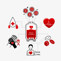医疗工具包爱心献血手绘插画高清图片