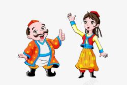 维吾尔族姑娘卡通形象新疆舞蹈高清图片