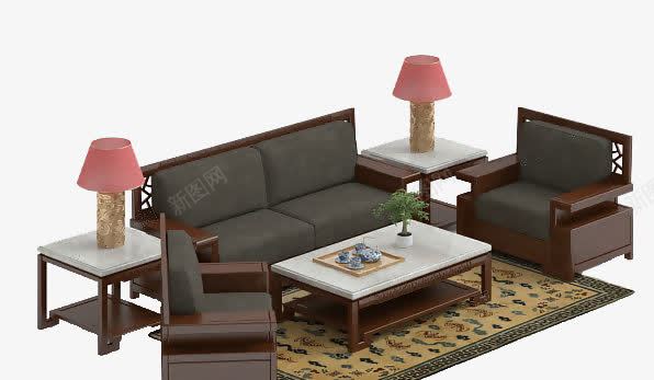 家具组合png免抠素材_88icon https://88icon.com 单人沙发 地毯 客厅 居家场景 布艺沙发 茶几 茶壶 茶杯 靠垫