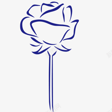 植物手绘玫瑰花标识图标图标