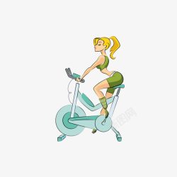 卡通骑着动感单车运动的性感美女素材