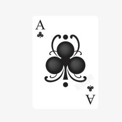 扑克牌插画创意扑克牌梅花A矢量图高清图片