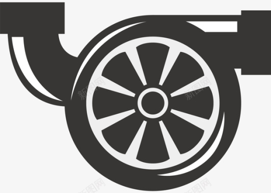 卡通汽车弯曲黑色金属引擎矢量图图标图标