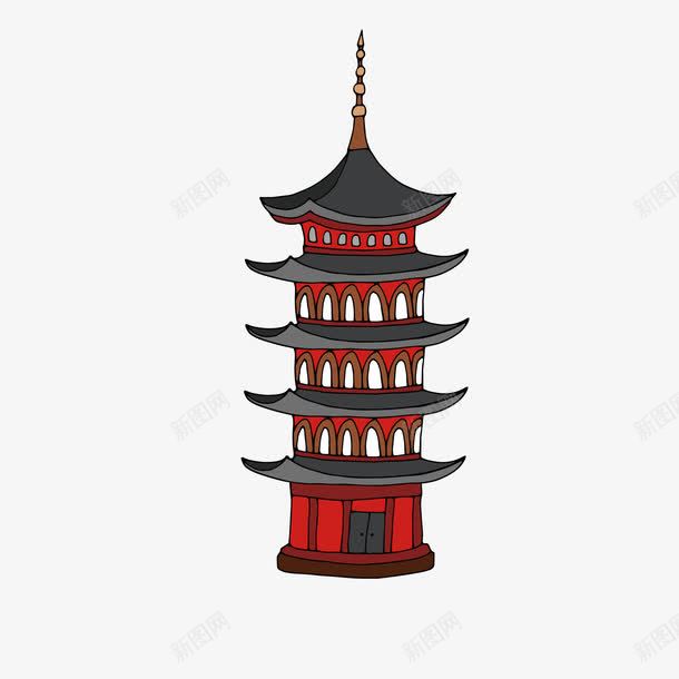 卡通古塔彩绘png免抠素材_88icon https://88icon.com 中国特色建筑 传统 古建筑 塔 雷峰塔