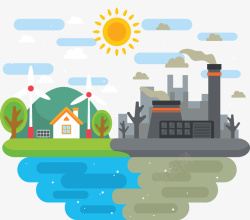 自然能源工厂排污污染环境矢量图高清图片