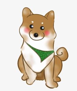 绿色围巾坐着的小狗高清图片