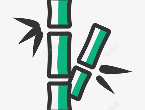 绿色手绘竹子元素矢量图图标图标