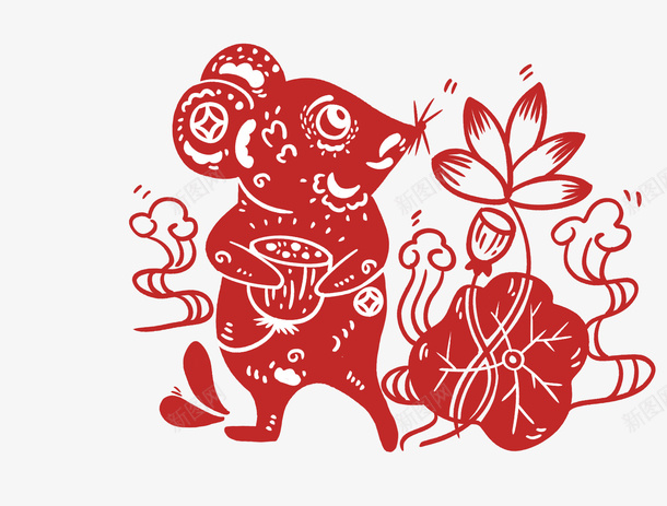 新年老鼠窗花14png免抠素材_88icon https://88icon.com 剪纸 新年 新年团 窗花 素材 老鼠剪纸