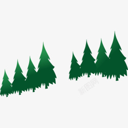 手绘清新自然树林矢量图素材